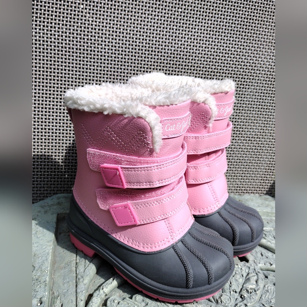 Cat & Jack Girls Pink Toddler Faux Fur Denver Winter Boots Size 8